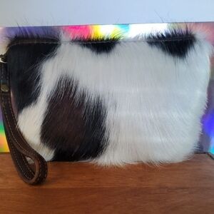 CANOE wristlet leather & spotted hair on hide.